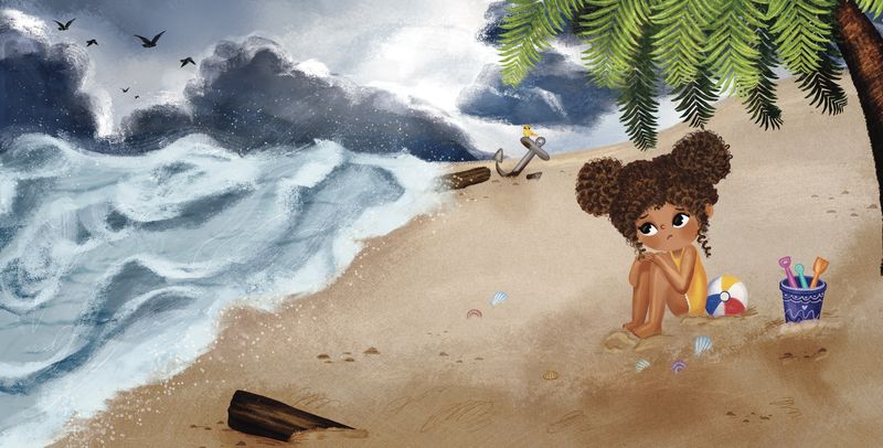 A girl at the beach watching the waves