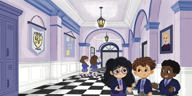 Children in a grand school hall