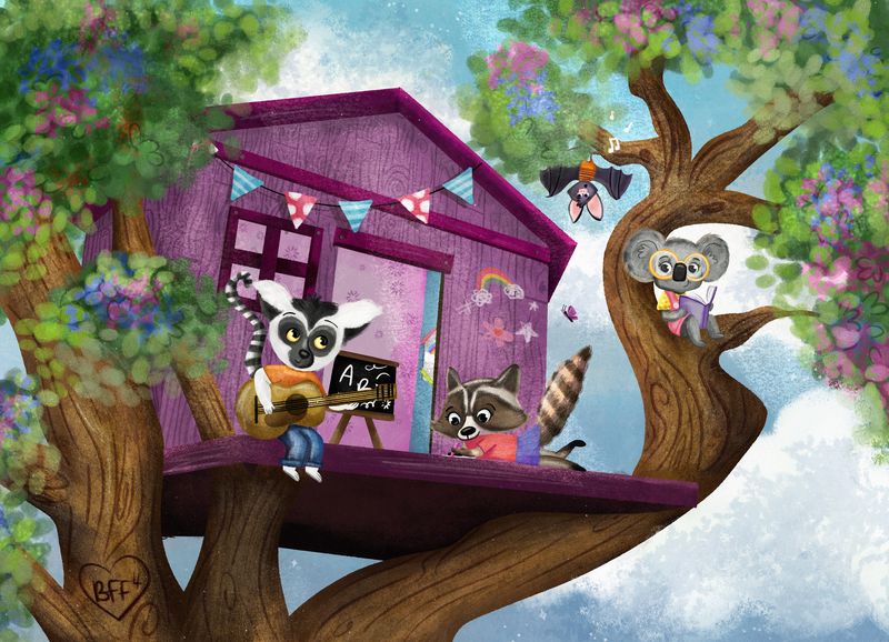 A treehouse shared with lemurs and raccoons
